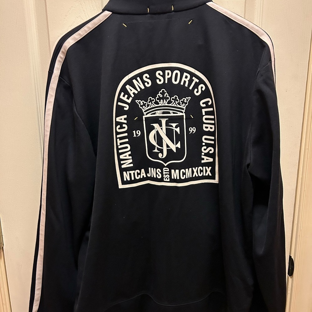 Nautica Navy Blue w/ White Stripes Zip-up Jacket Size XL - Picture 4 of 14